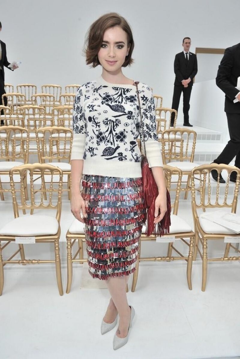 Lily Collins Chanel Fashion Show in Paris July 7, 2015 – Star Style
