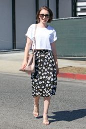 Lily Collins Hair Style - Leaving Andy LeCompte Salon in West Hollywood - July 2014