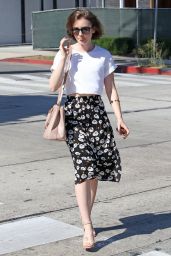 Lily Collins Hair Style - Leaving Andy LeCompte Salon in West Hollywood - July 2014