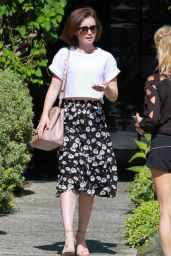 Lily Collins Hair Style - Leaving Andy LeCompte Salon in West Hollywood - July 2014