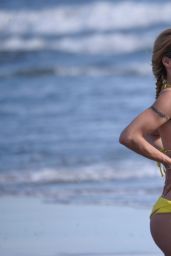 Michelle Hunziker in Yellow Bikini - on the Beach in Forte dei Marmi - July 2014