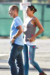 Michelle Rodriguez on the set of Fast 7 (The Fast and the Furious) - July 2014