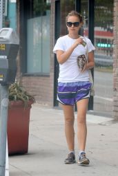 Natalie Portman Shows off Her Legs in Shorts - Goes to Pilates Class in Los Angeles - July 2014