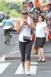 Nina Agdal in Tights - Out in New York City - July 2014
