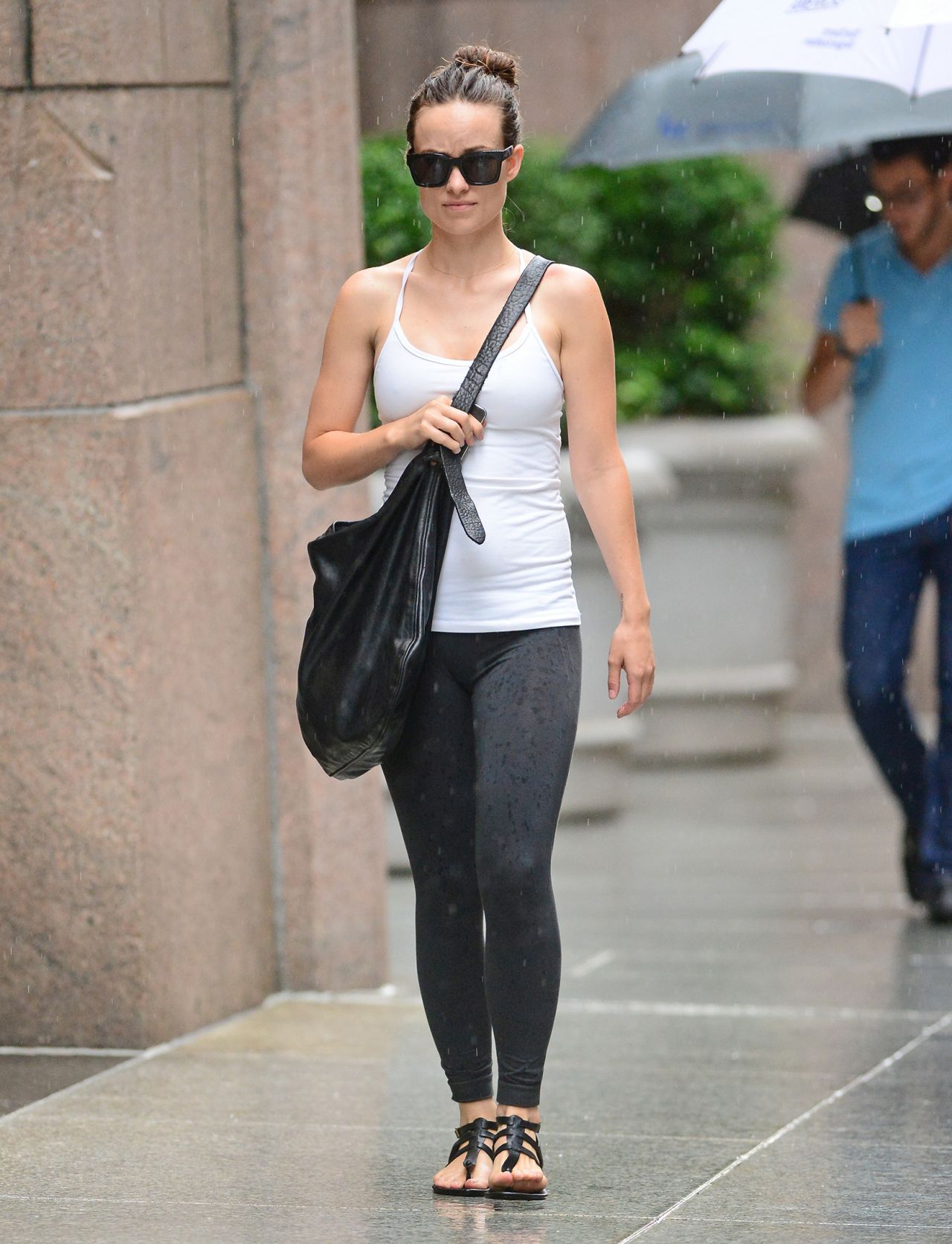 Olivia Wilde in Tights - Another Rainy Day in New York City - July 2014 ...