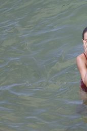 Penelope Cruz in a Red Swimsuit at a Beach in Spain - June 2014