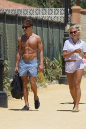 Pixie Lott Leggy in Shorts on Vacation in Marbella - July 2014