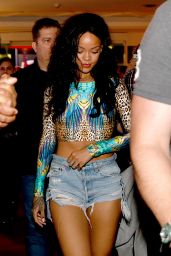 Rihanna in Denim Shorts - Arriving at her Hotel in Rio de Janeiro - July 2014
