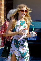 Rosie Huntington-Whiteley in Long Floral Dress - Out in Malibu, July 2014