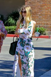 Rosie Huntington-Whiteley in Long Floral Dress - Out in Malibu, July 2014