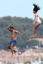 Selena Gomez in a Swimsuit on a Yacht in Saint-Tropez - July 2014