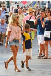 Sylvie van der Vaart in Jeans Mini Skirt in St.Tropez - July 2014