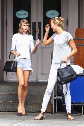 Taylor Swift in Jeans Shorts - Leaving Her Apartment in New York City - July 2014