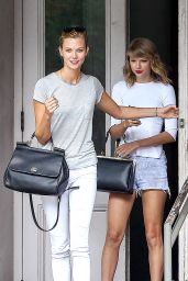 Taylor Swift in Jeans Shorts - Leaving Her Apartment in New York City - July 2014