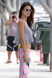 Alessandra Ambrosio in Tight Leggings and Belly Shirt - Out in Brentwood, August 2014