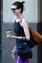 Anne Hathaway in Leggings Out in Brooklyn - August 2014