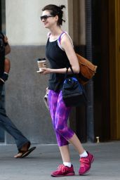 Anne Hathaway in Leggings Out in Brooklyn - August 2014