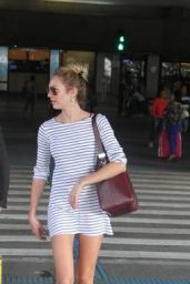 Candice Swanepoel in Mini Dress - Arriving in Sao Paulo - August 2014