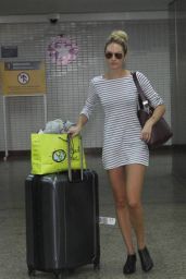 Candice Swanepoel in Mini Dress - Arriving in Sao Paulo - August 2014