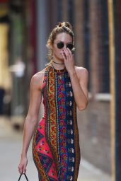 Candice Swanepoel in Stylish Summer Long Dress- Out in NYC - July 2014