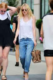 Dakota Fanning Street Style - Out in New York City - August 2014