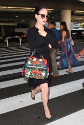 Dita Von Teese Arrives From a Flight at LAX Airport - August 2014