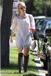 Elle Fanning in Boots - Out in Los Angeles - August 2014