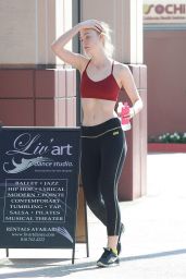 Elle Fanning in Leggings - Arrives at the Gym in LA, August 2014