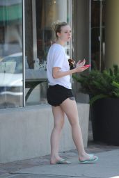 Elle Fanning Street Style - Leaving a Nail salon in Los Angeles, August 2014