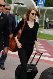 Emma Stone at the Venice Marco Polo Airport in Italy - August 2014