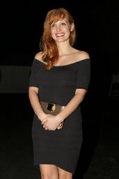 Jessica Chastain in a Black Dress at a Restaurant in Santa Monica - August 2014