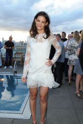 Katie Holmes Leggy in Mini Dress - at the World Surf League Cocktail Party in NYC, July 2014