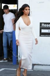 Kim Kardashian in Backless White Dress - Hollywood, August 2014