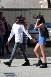 Kylie Jenner in Mini Jeans Skirt - Out in West Hollywood - August 2014