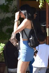 Kylie Jenner in Mini Jeans Skirt - Out in West Hollywood - August 2014