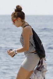 Lourdes Leon in Short Skirt - Arriving on Ibiza, August 2014