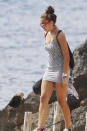 Lourdes Leon in Short Skirt - Arriving on Ibiza, August 2014