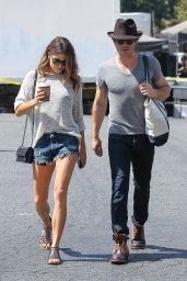 Nikki Reed in Jeans Shorts - Shopping at a Farmers Market in Studio City - August 2014