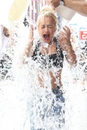 Rita Ora - Does the ALS Ice Bucket Challenge in New York City - August 2014