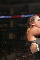 Stephanie McMahon in a Tight Leather Outfit - WWE SummerSlam in Los Angeles - August 2014