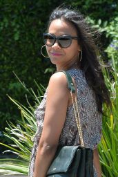 Zoe Saldana in Long Dress - Leaves a Private Party in Brentwood - August 2014