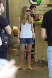 Amanda Seyfried in Jeans Shorts at Earth Bar in West Hollywood