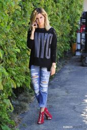 Ashley Tisdale in Ripped Jeans - Outside of a Restaurant in Los Angeles, September 2014