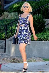 Dianna Agron in Mini Dress - Out in Los Angeles, September 2014