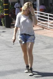 Hilary Duff in Jeans Shorts - Out in West Hollywood - August 2014