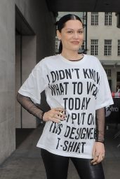 Jessie J in Printed T-Shirt - Leaving BBC Radio 1 in London - September 2014