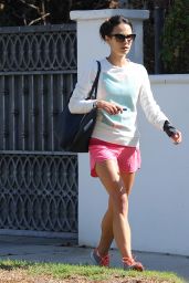 Jordana Brewster Displays Her Lean Legs in Tiny Running Shorts - Out in LA, Sept. 2014