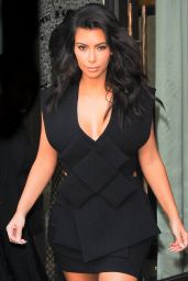 Kim Kardashian in Mini Dress - Out in Paris - September 2014