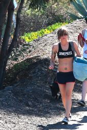Kristen Stewar in Shorts - Hiking in Malibu, September 2014