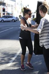 Lea Michele in Leggings Heading to The Sweat Shop - September 2014
